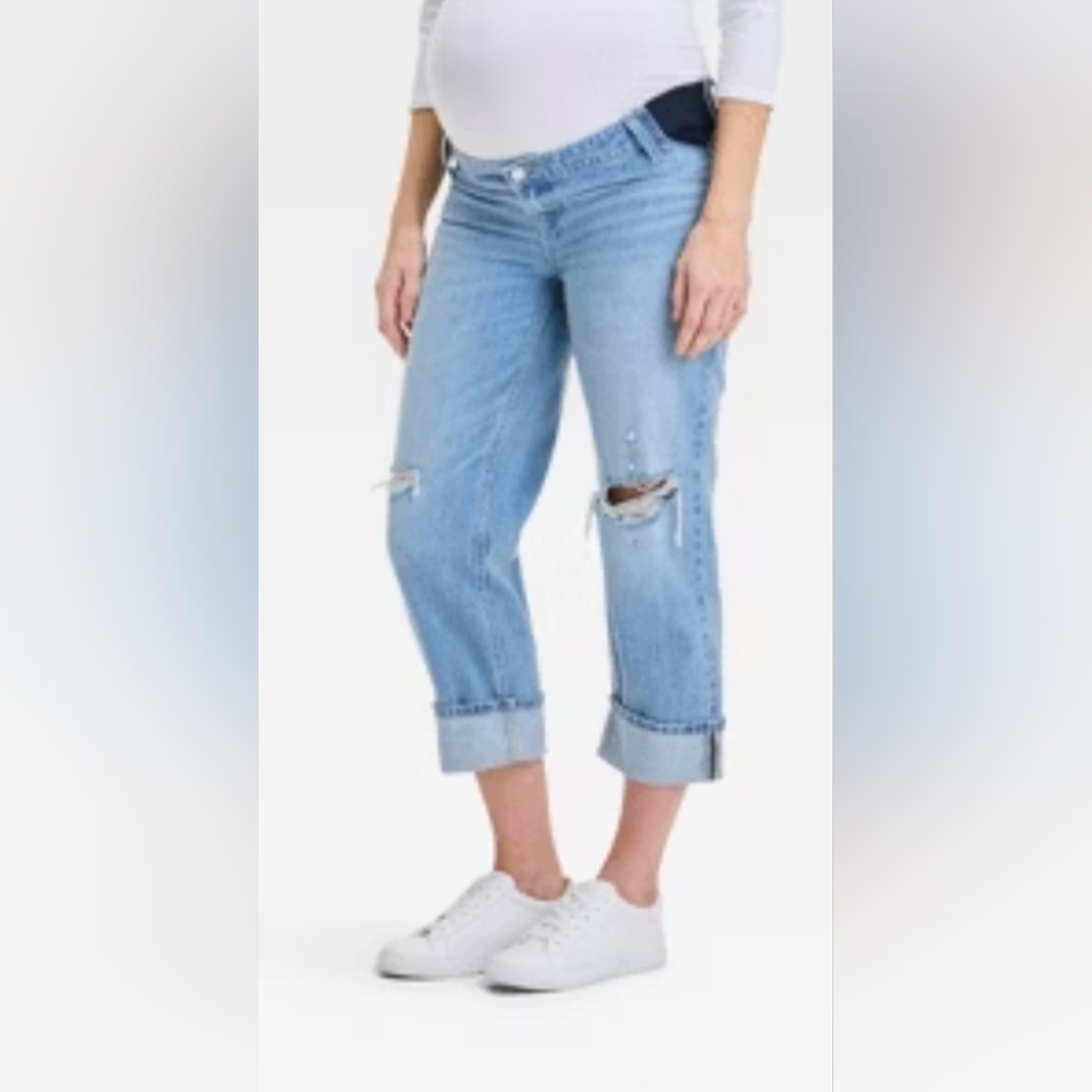 Nwt Isabel Maternity Cropped Vintage Straight Blue Women's Jeans (Size :16)